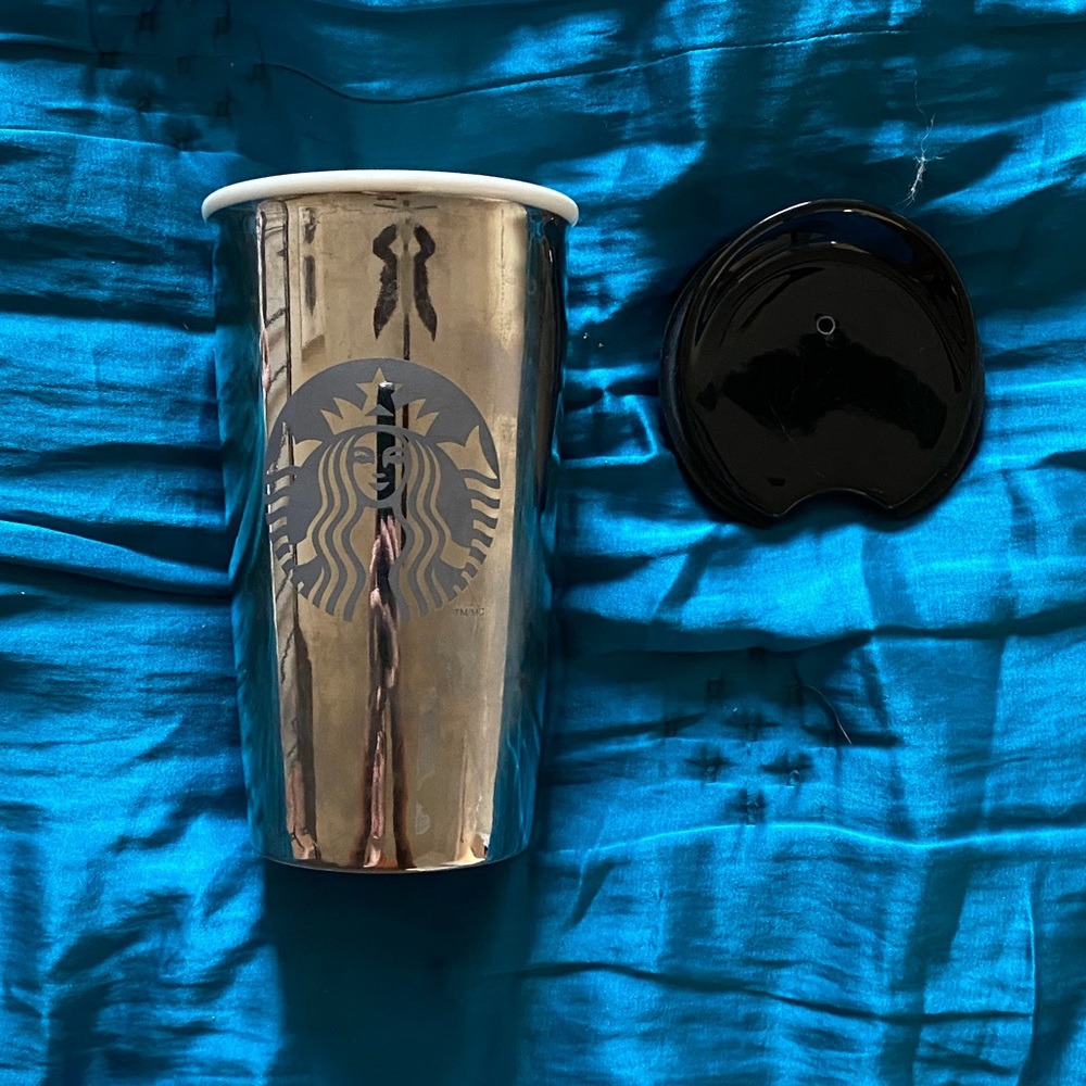 Limited Edition Starbucks Tumbler - Silver Ceramic
